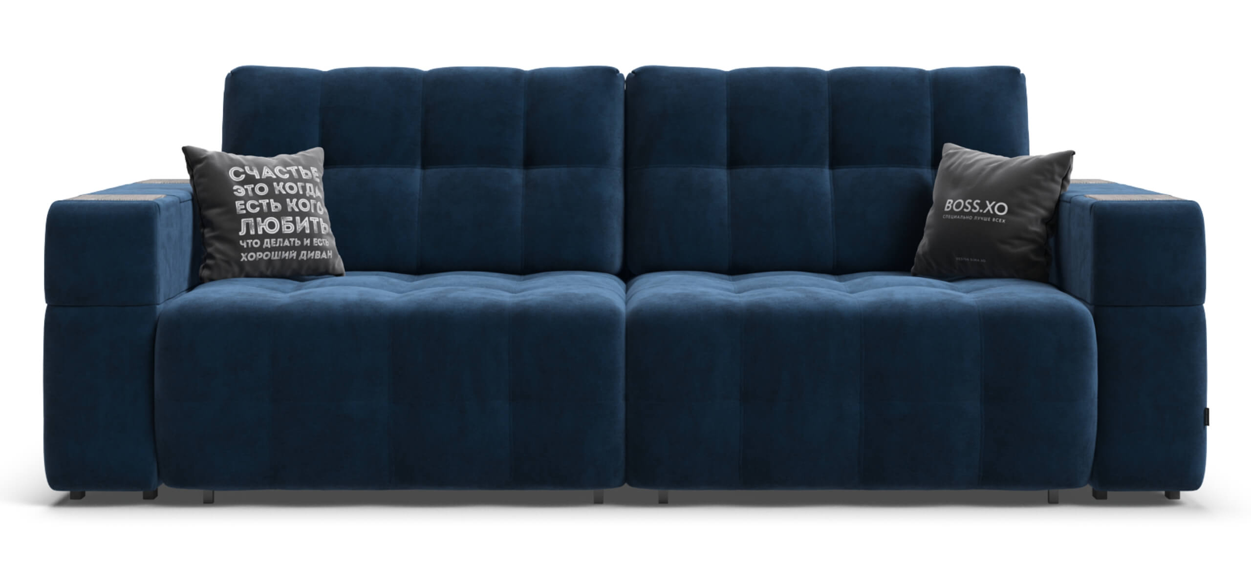 Диван Босс ХО Велюр Монолит синий / Камень