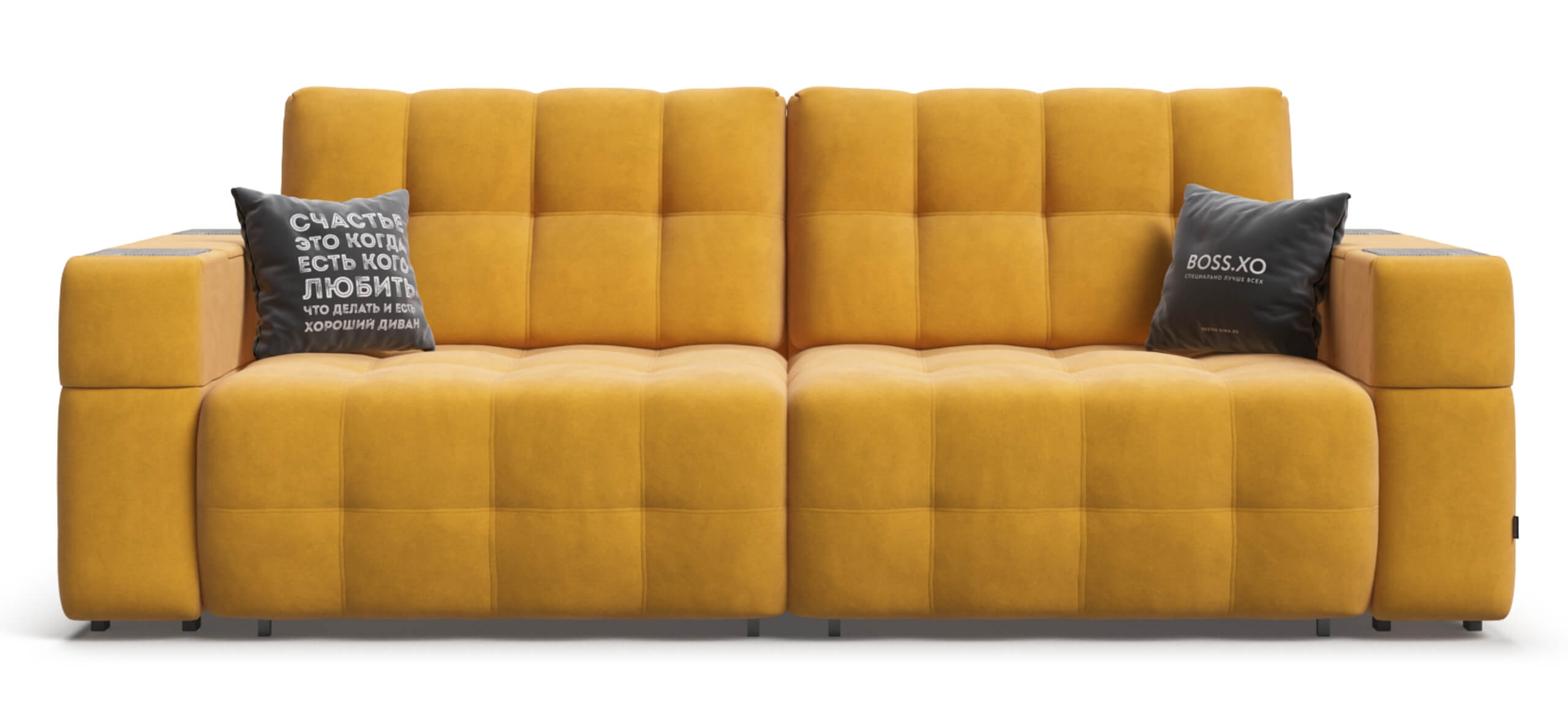 Диван Босс ХО Велюр Монолит желтый / Камень