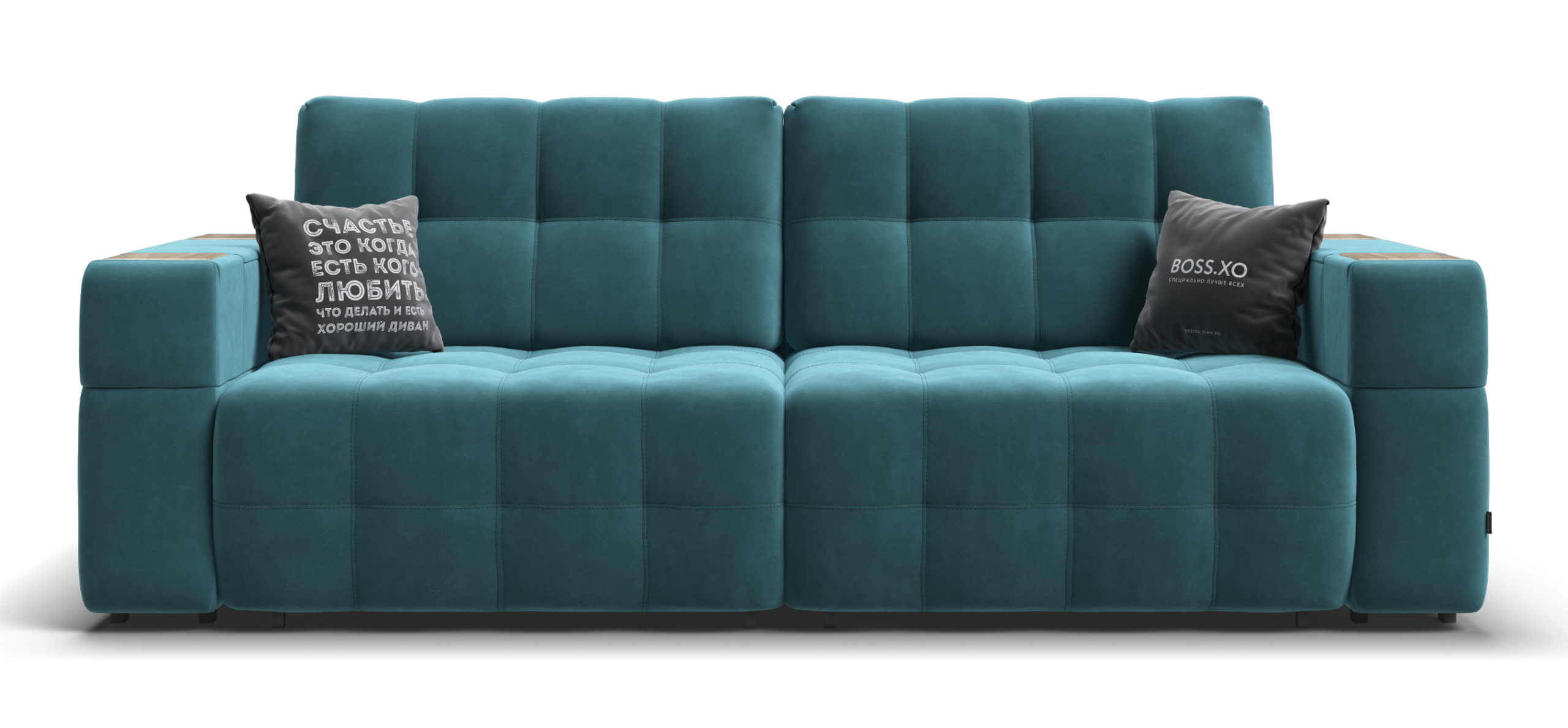 Диван Босс ХО Велюр Монолит зеленый / Снежная Сонома